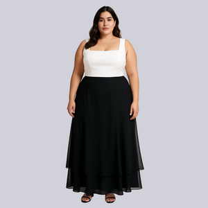 Adrianna Papell Black Chiffon Maxi Skirt 14